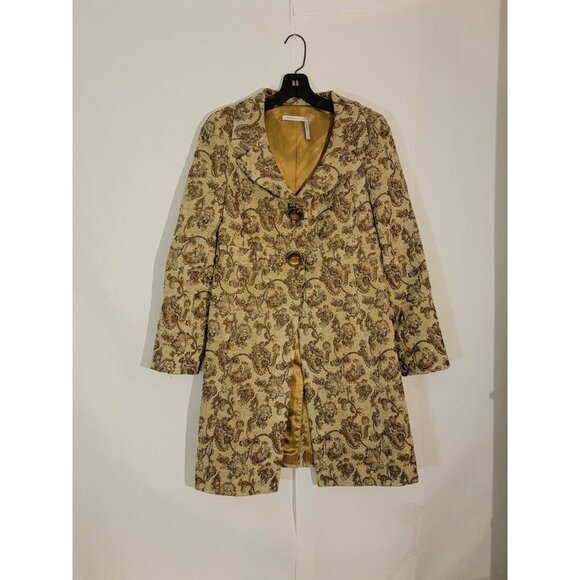Classiques Entier Womens Tan and Brown Brocade Style Dress Coat sz Small Petite - Picture 8 of 9